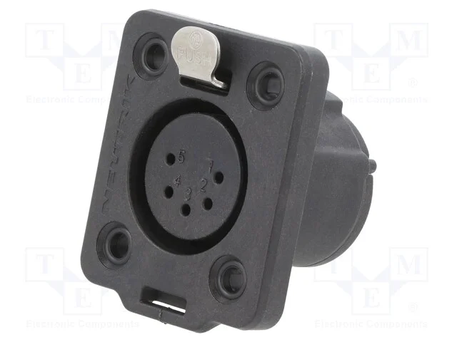 Tomada, Xlr, Fêmea, Pin: 5, Simples, com o Botão, Solda, Preta, 3a