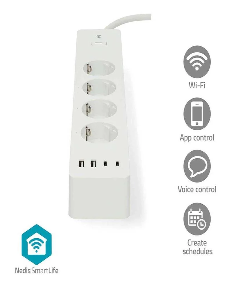 Regleta Smartlife  Wi-Fi  Híbrido (Cee 7/7) / Usb.