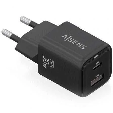 Cargador Gan de Pared Aisens Asch-30w2p021-Bk/ 1x