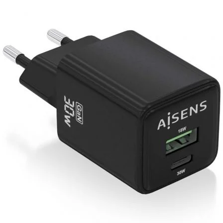 Cargador Gan de Pared Aisens Asch-30w2p038-Bk/ 1x