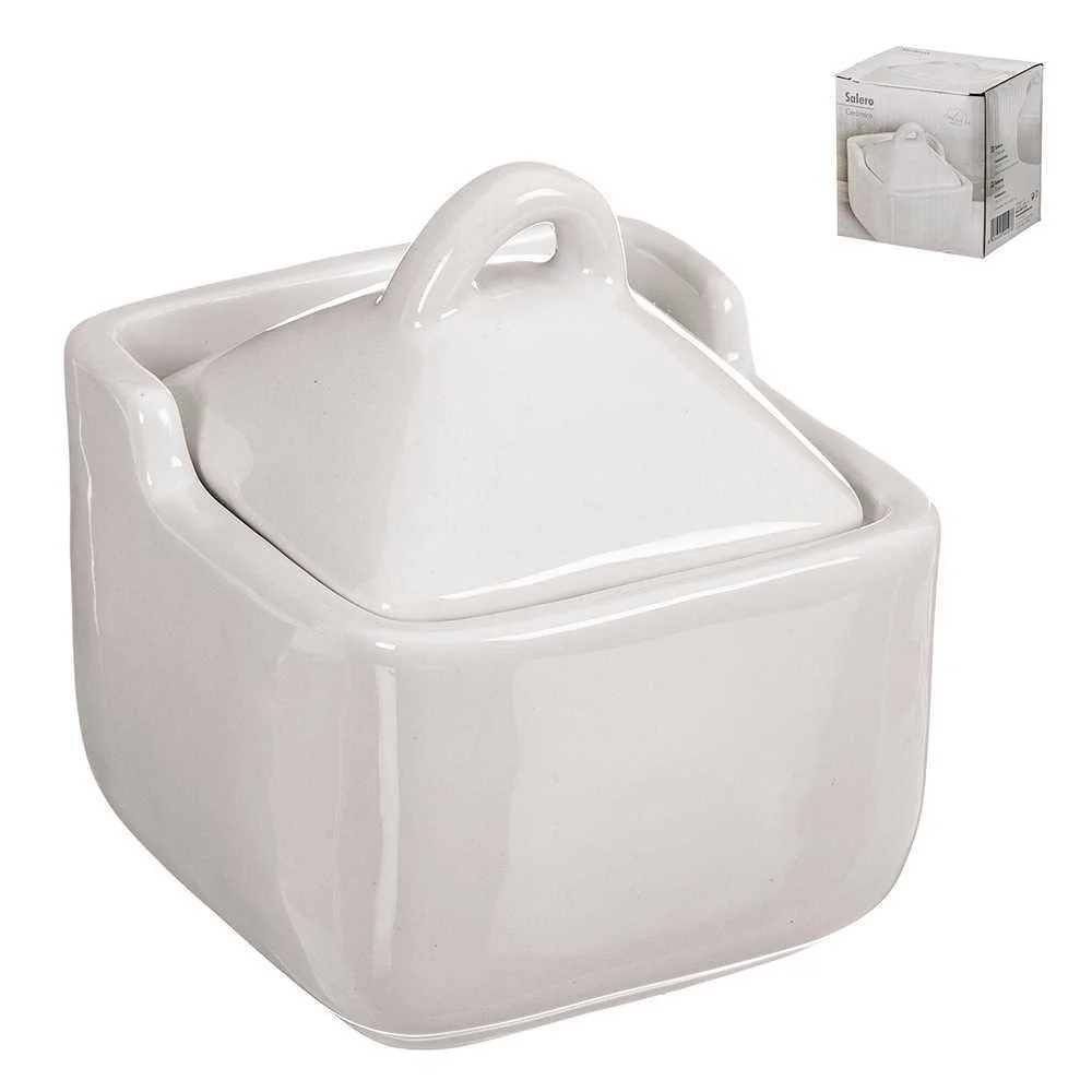 Saleiro Cerâmico Classico Branco 10x10x11,5cm Koz.