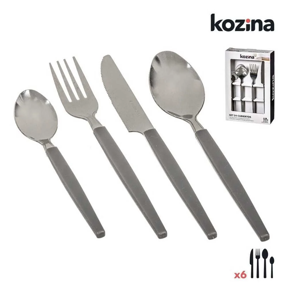 Kit de 24 Peças Talheres de Inox Kozina