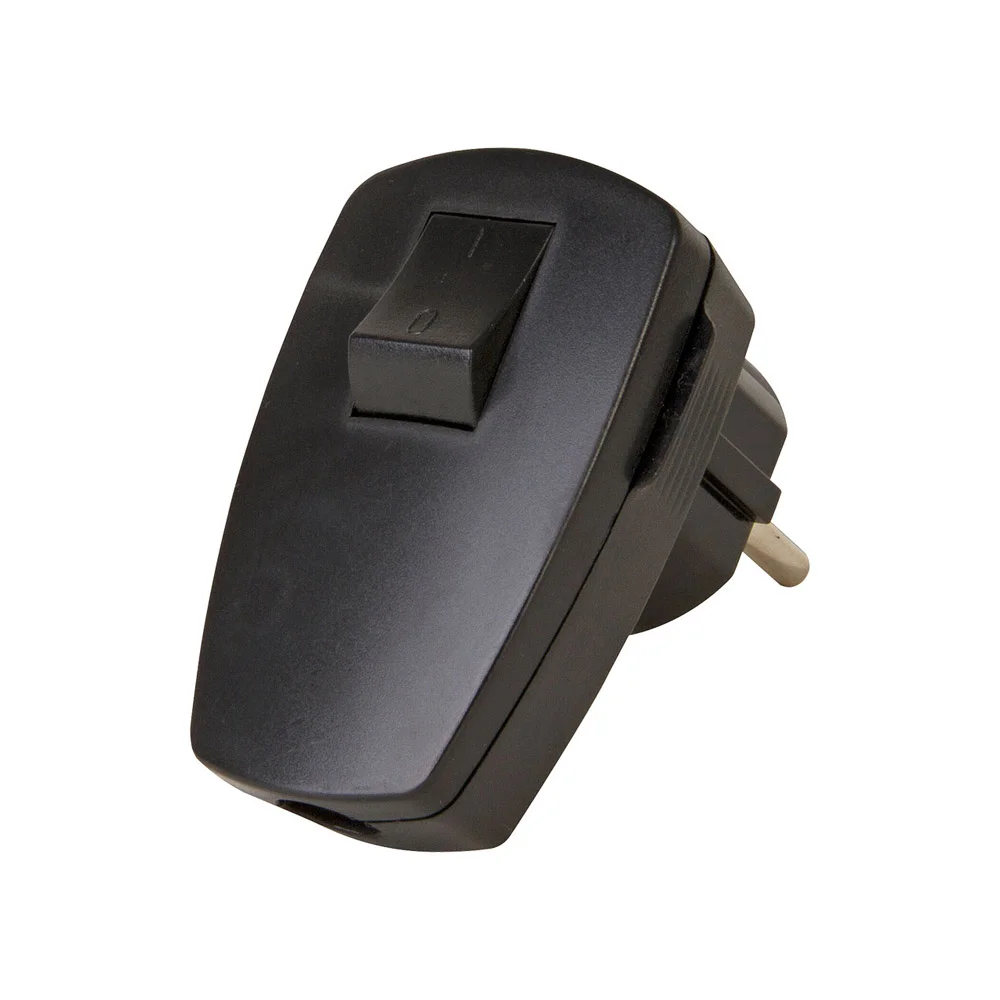Plug Ângulo Preto 2p+E com Interruptor 3x1,5mm 16.