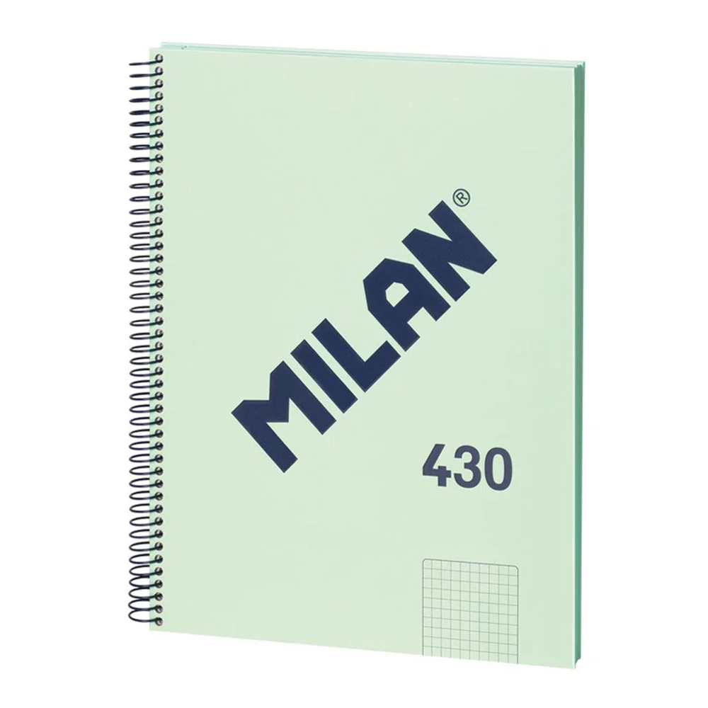Caderno quadrado a4 (5x5mm) verde, com espiral.