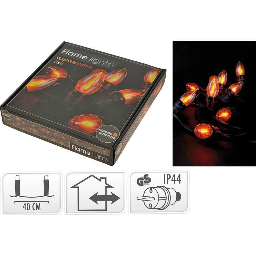 Grinalda efeito chama, ip44, 10 leds, 220v, 510 cm