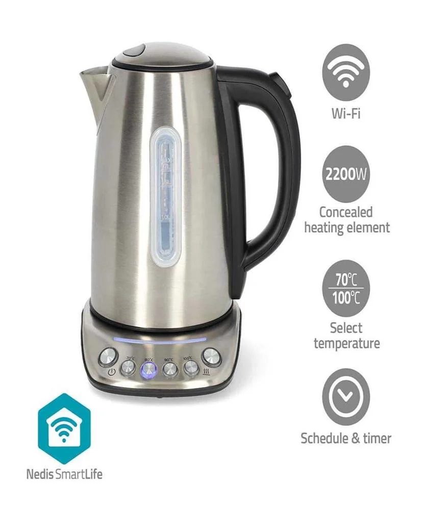 Smartlife Hervidor Eléctrico  Wi-Fi  1.7 L  Acero.