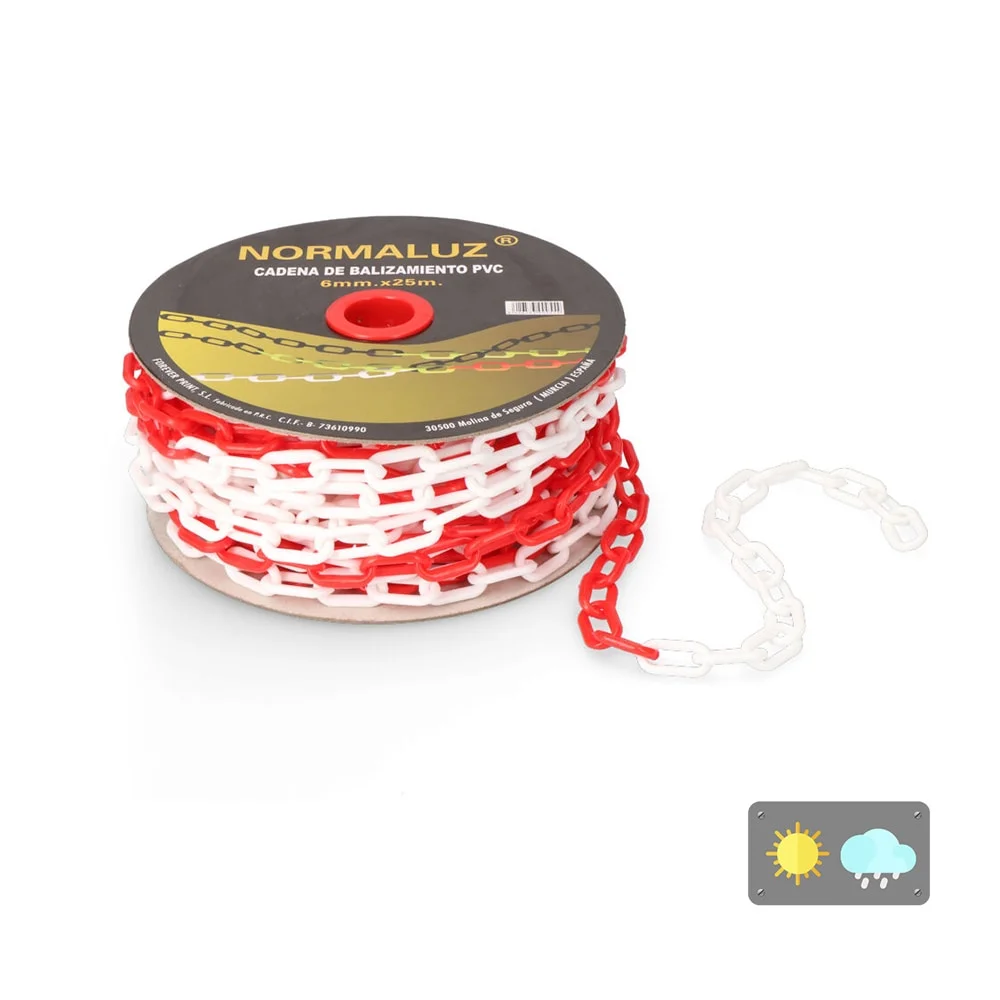 Corrente Pl&aacute;stico Branco e Vermelho, 25m