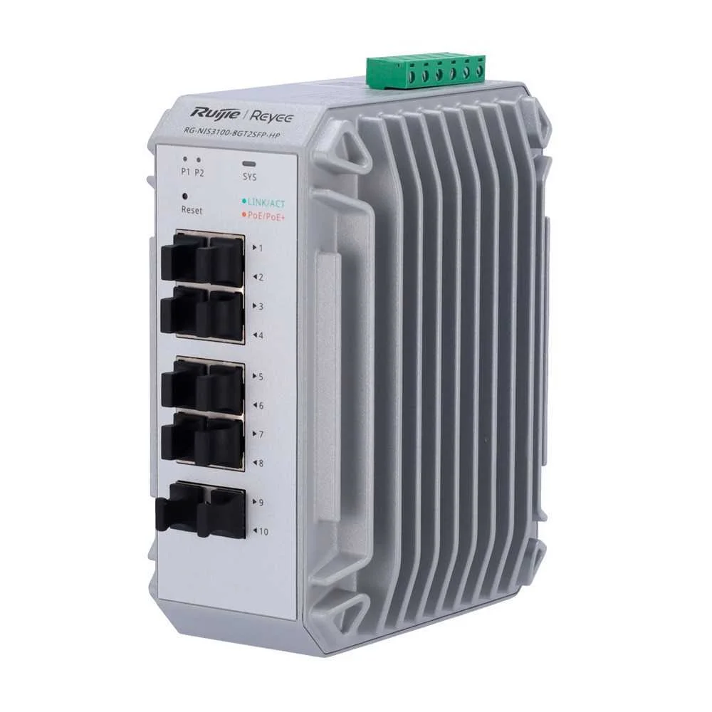 Reyee Switch Industrial Poe Cloud Capa 2 - 8 Portas Gigabit Poe+ + 2 Portas Gigabit Sfp - 30w Por Po