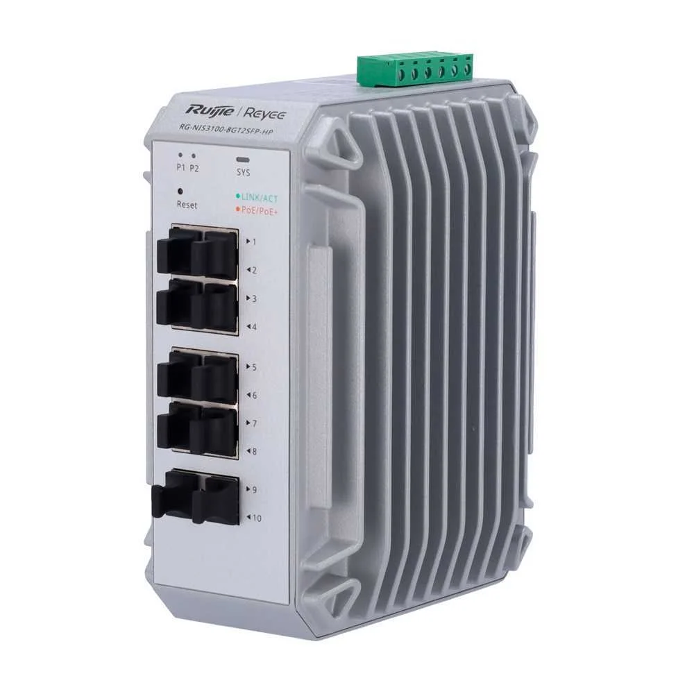 Reyee Switch Industrial Poe Cloud Capa 2 - 8 Portas Gigabit Poe+ + 2 Portas Gigabit Sfp - 30w Por Po