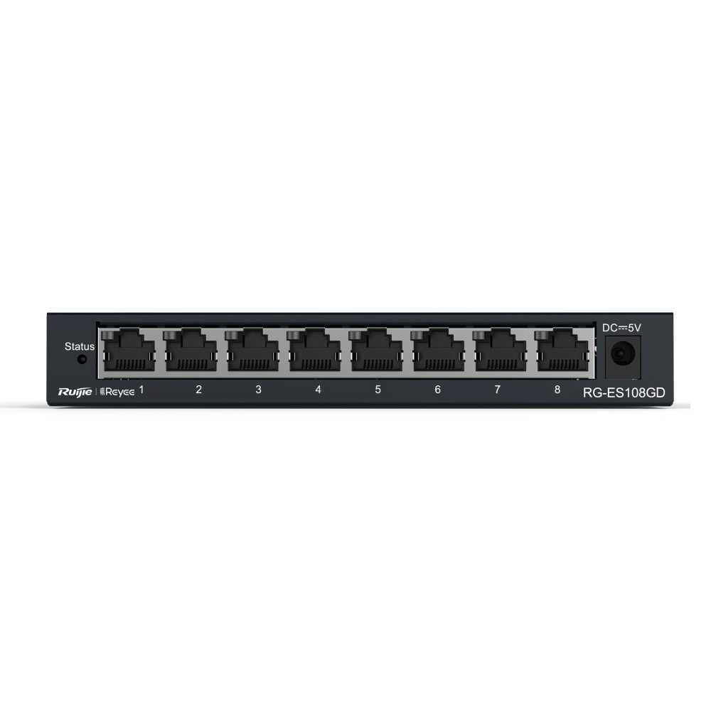 Reyee Switch Desktop - Caixa Metálica - 8 Portas Rj45 - Velocidade 10/100/1000 Mbps - Plug And Play 