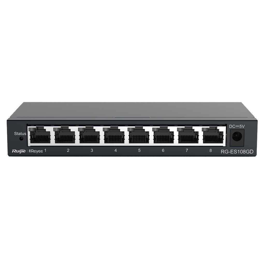 Reyee Switch Desktop - Caixa Metálica - 8 Portas Rj45 - Velocidade 10/100/1000 Mbps - Plug And Play 
