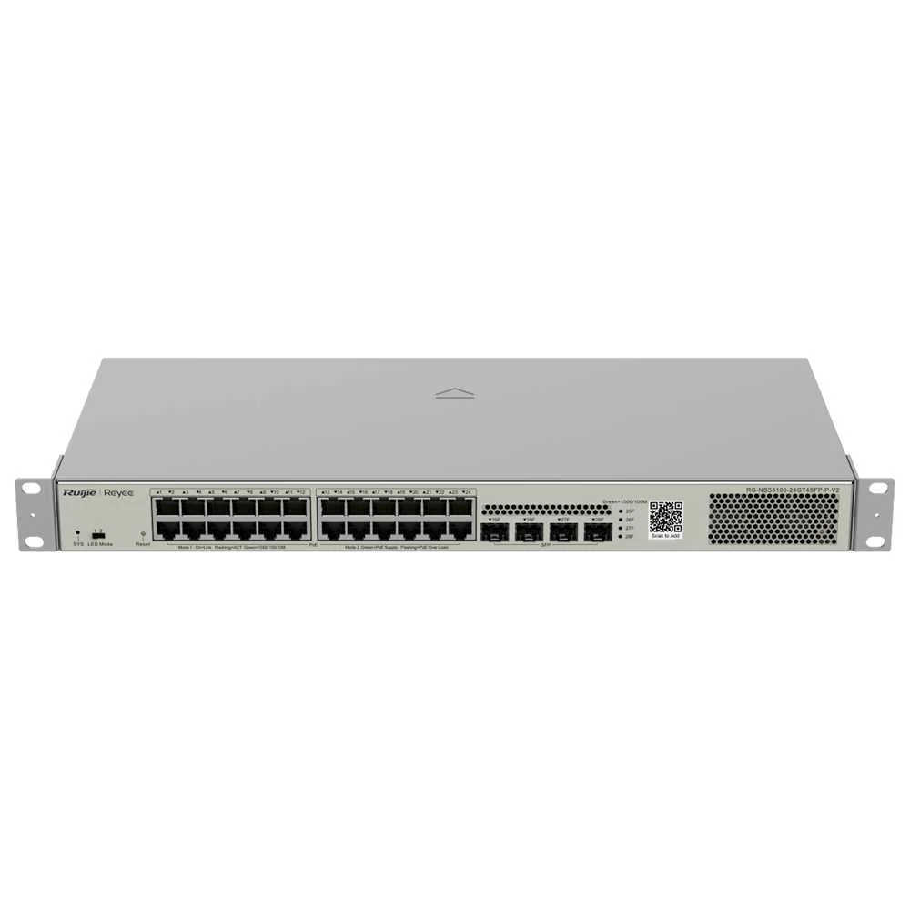 Reyee Switch Poe Cloud Layer 2 - 24 Portas Poe Gigabit+ 4 Sfp Gigabit - 30w Por Porta 802.3af/At / M