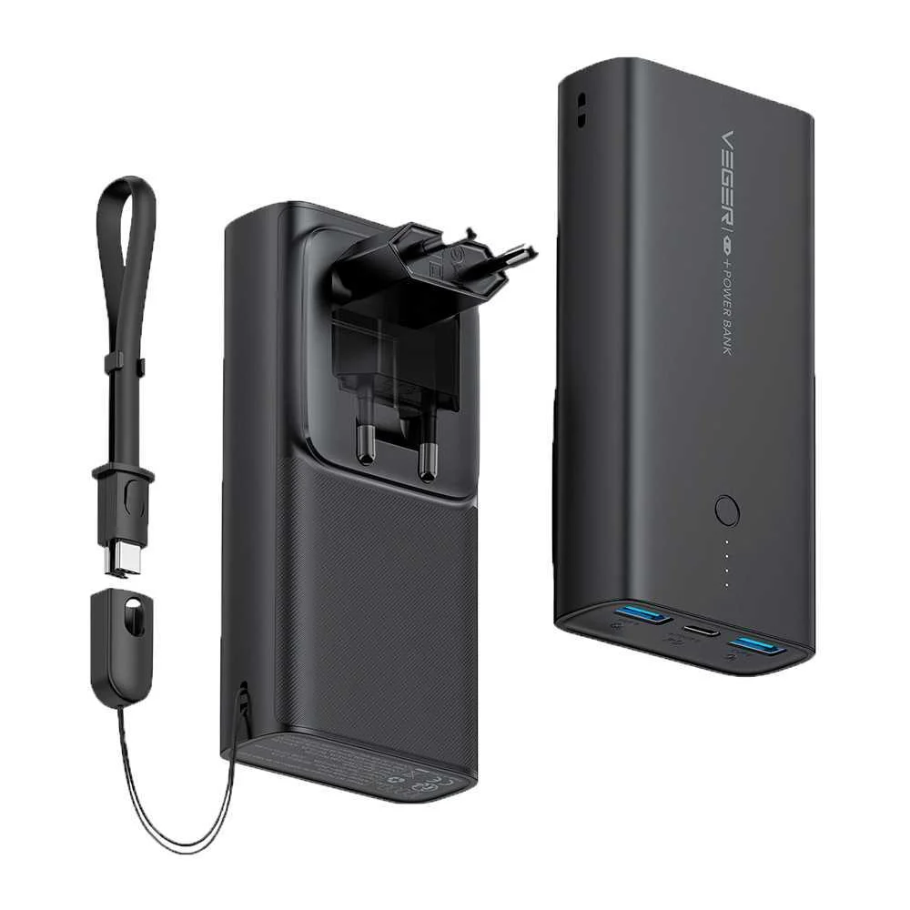 Veger - Power Bank com Leds de Carga - Capacidade 10000mah - Carregamento Rápido 20w | Ficha Eu Dobr