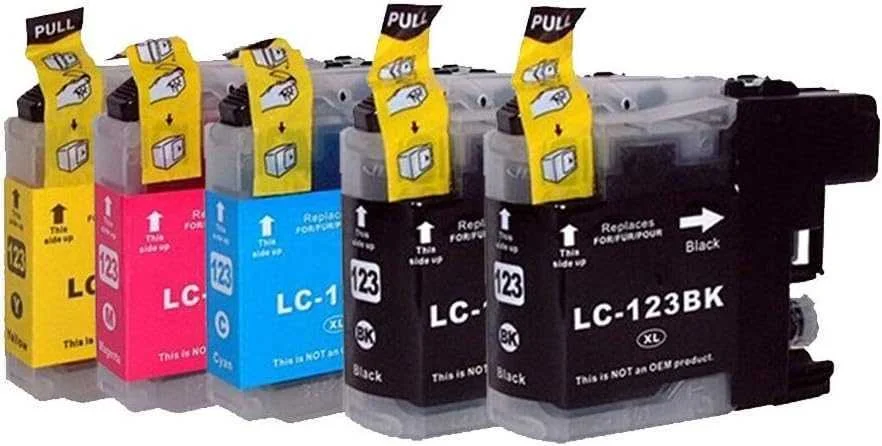 Conjunto 5 Tinteiros Brother LC123 Compatíveis