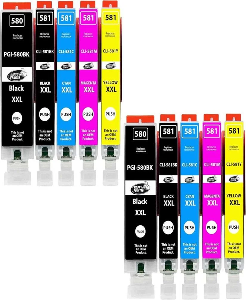 Conjunto 10 Tinteiros Canon Pgi-580 / Cli-581 Compatíveis