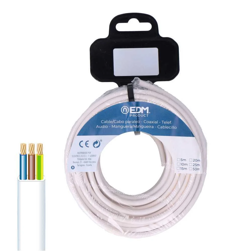 Rolo de cabo plano 3x1 branco 25m (audio)