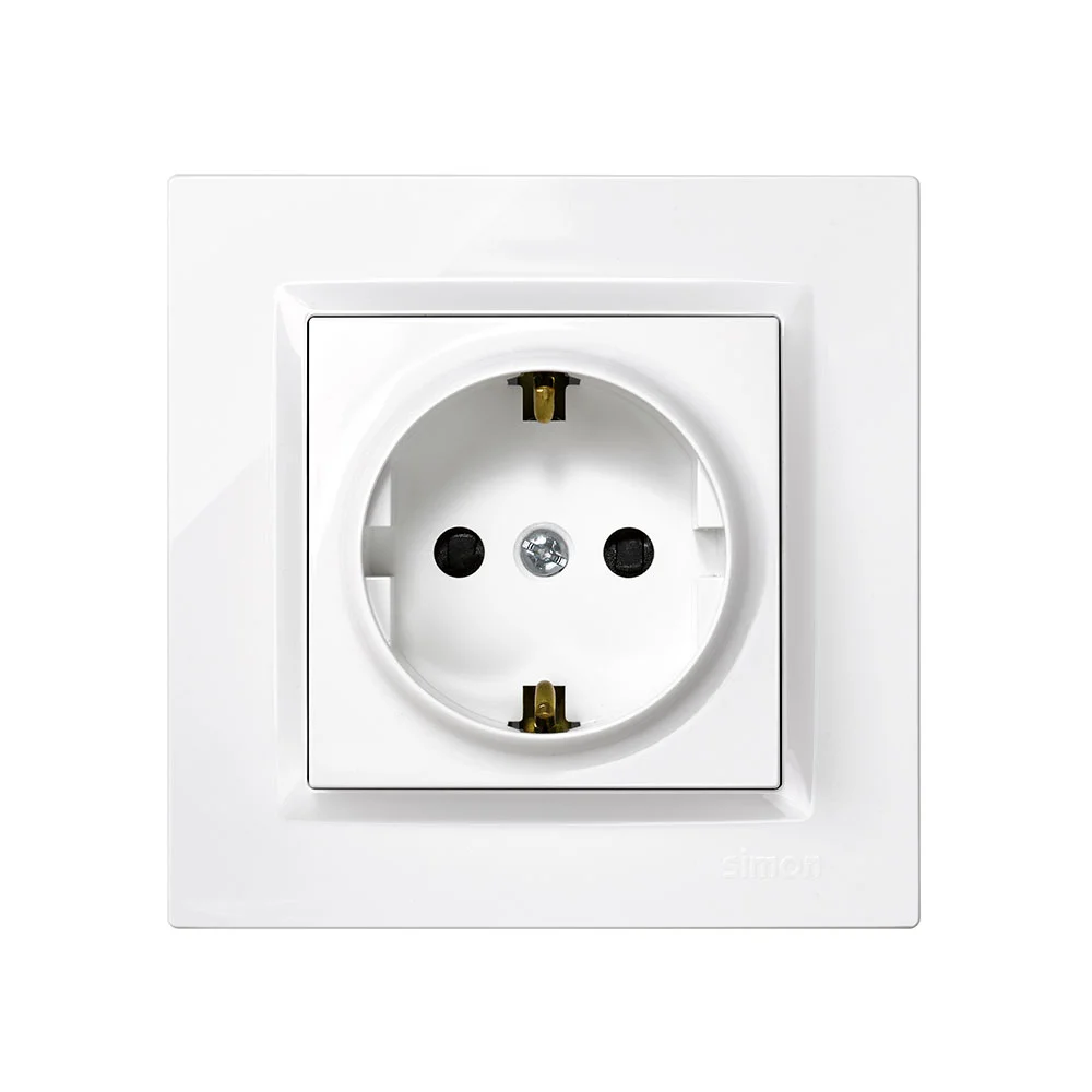 Plugue 2p+t tipo f branco com quadro