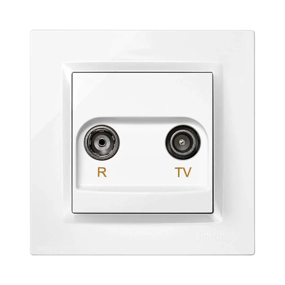 Tomada de televisão intermediária branca
