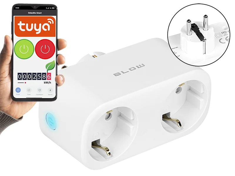 Tomada dupla inteligente controlada por Wi-Fi Tuya