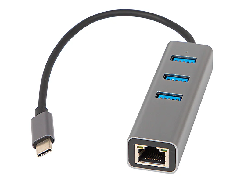 Placa de rede Usb-C Rj45+3xusb Cabo K-06
