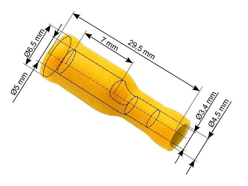 Conector de tomada isolada 50/245mm Amarelo