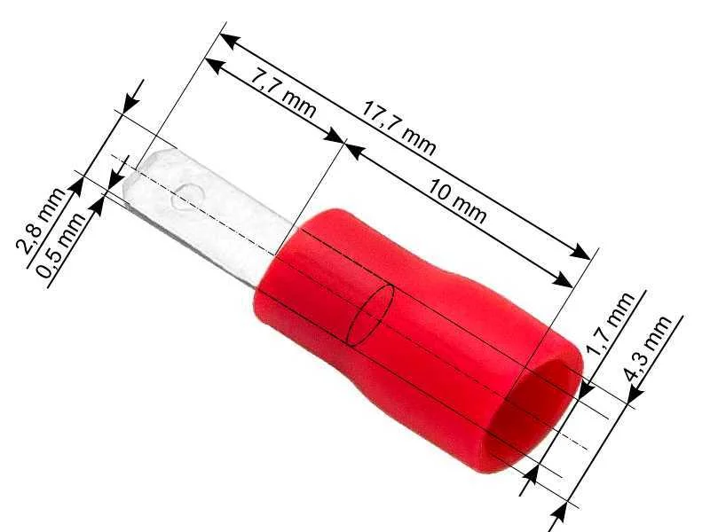 Conector plano isolado macho 2,8/0,5 preto