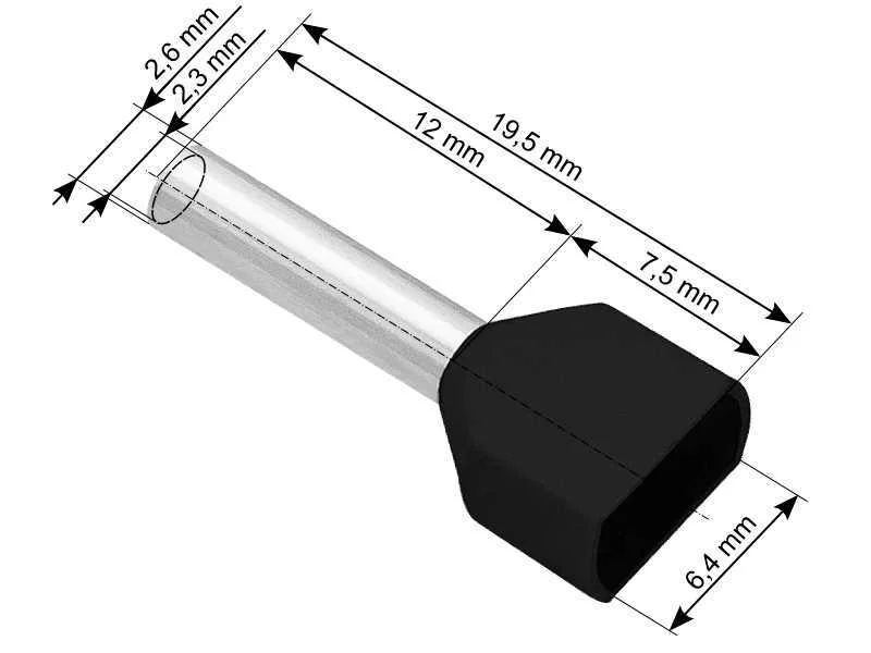 Conector manga isolada 2x1,5/12 Preto