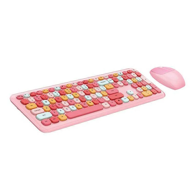 Teclado + Rato sem fios Mofii 666 Rosa