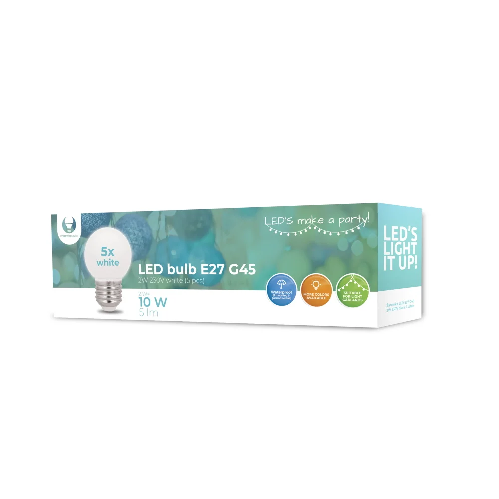 L&acirc;mpada LED E27 G45 2w 230v Branco Neutro 5pcs Forev.