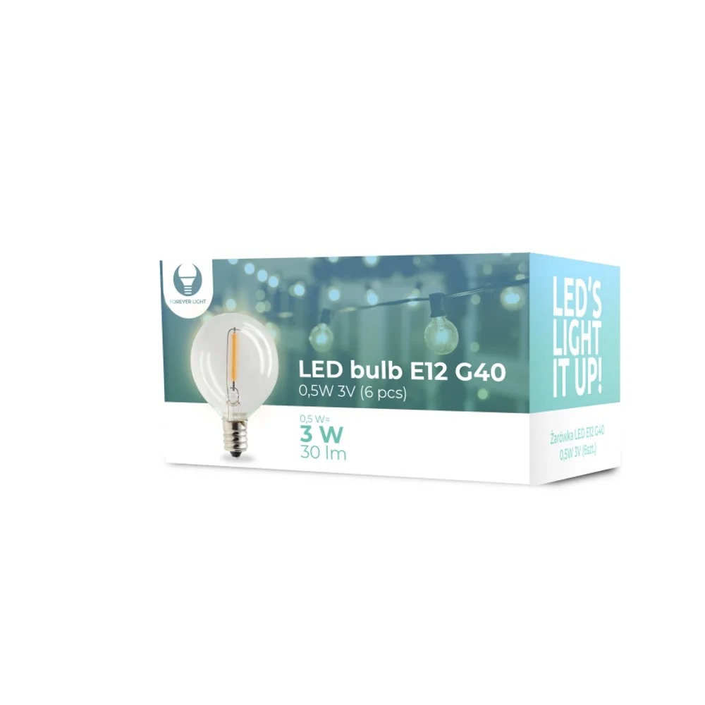 L&acirc;mpada Led E12 G40 0.5w 3v 30lm Clear Forever Li.