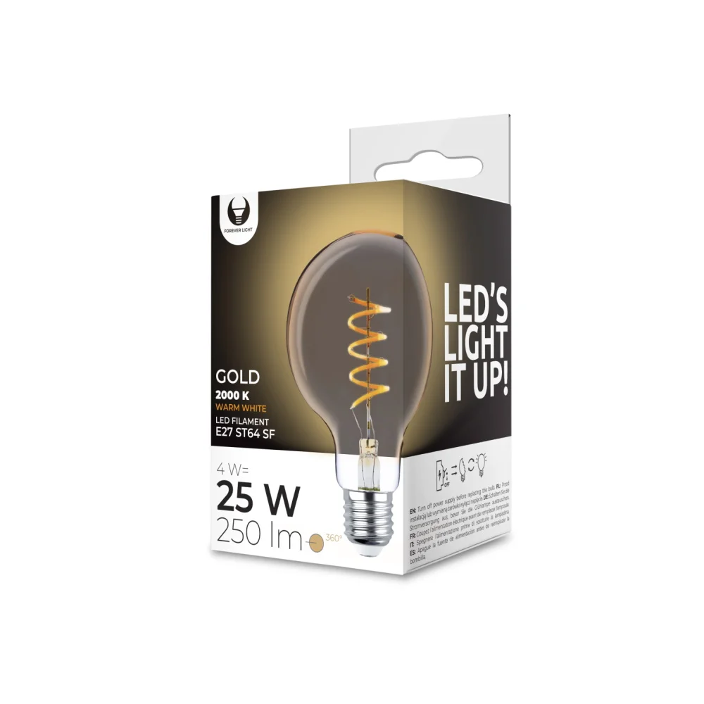 L&acirc;mpada Led Filamento E27 G95 4w 230v 2000k 250lm.