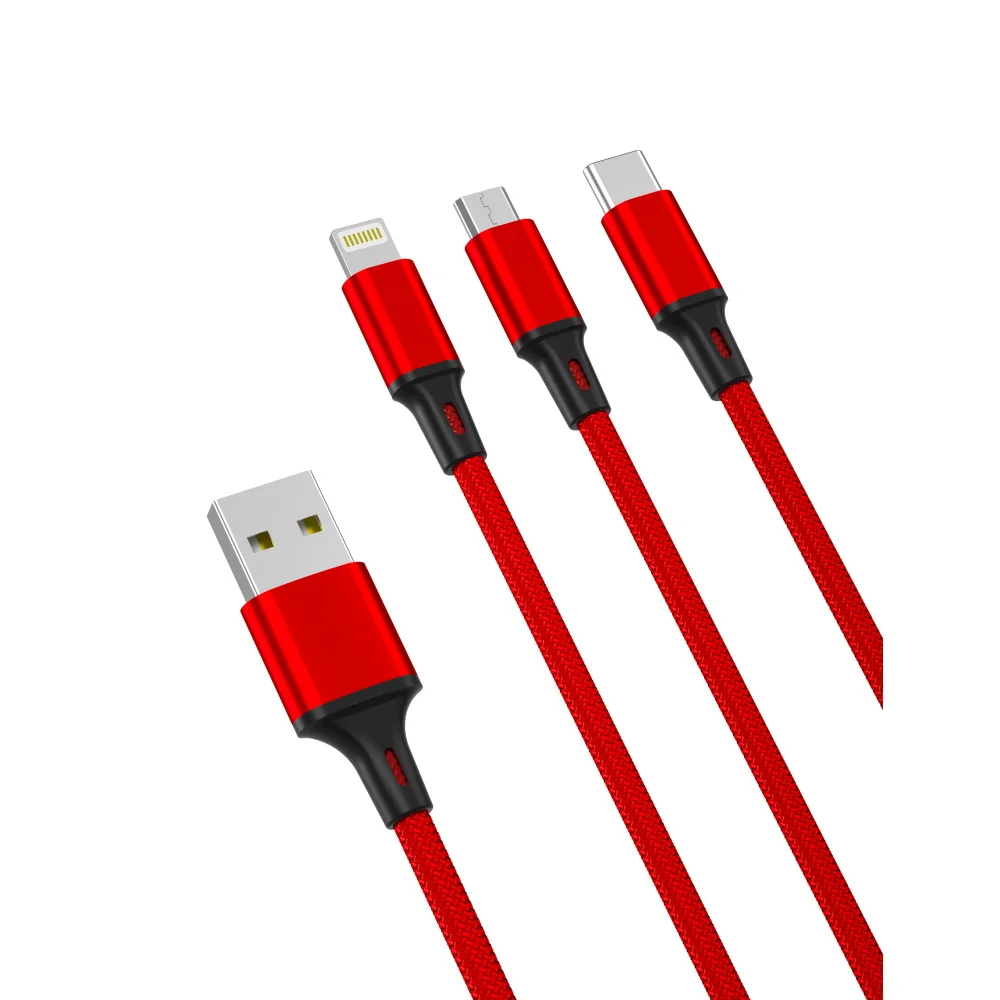Cabo Xo Nb173 3em1 Usb - Lightning + Usb-C + Mic.