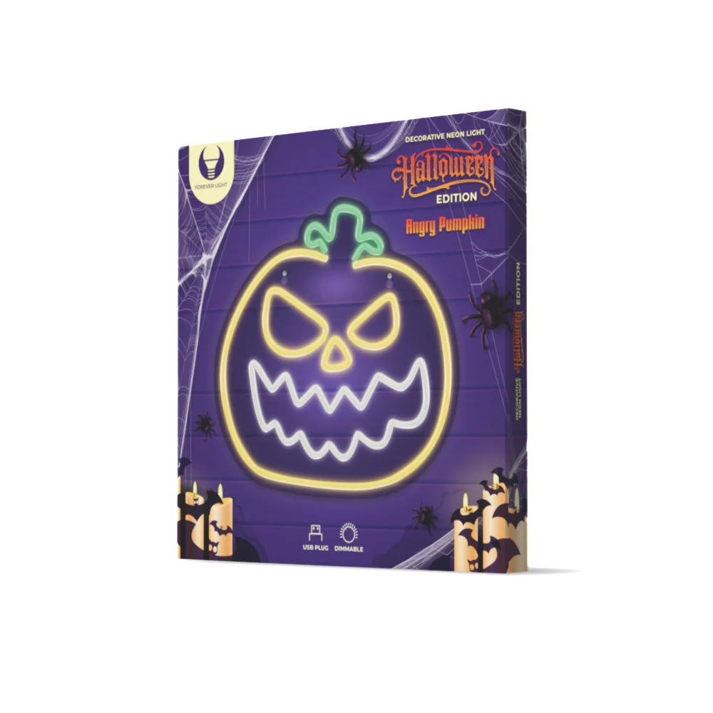 Neon Plexi LED Angry Pumpkin Amarelo Branco Fpne1.