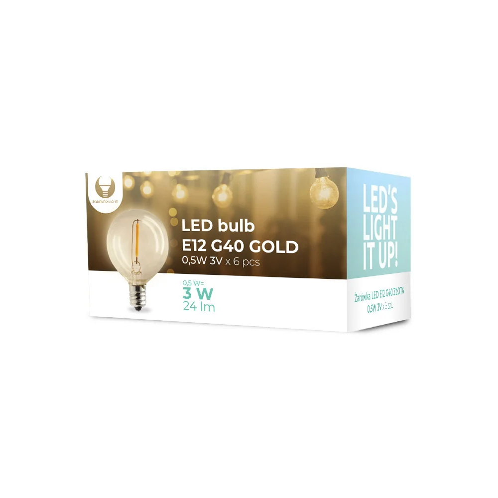 L&acirc;mpada Led E12 G40 0.5w 3v 24lm Gold Forever Lig.
