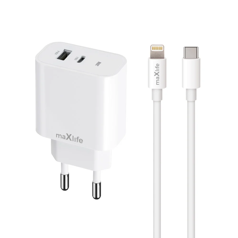 Maxlife Mxtc-06-20ac Carregador Pd Qc 1x Usb-C 1x Us.