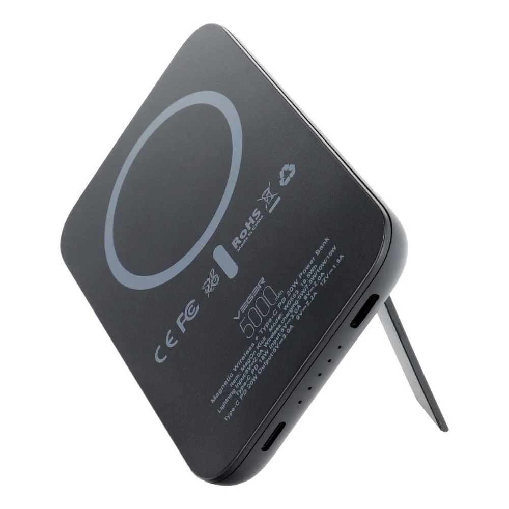 VEGER powerbank 5 000 mAh with wireless charging .