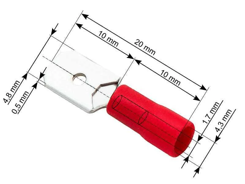 Conector plano com isolamento macho 4,8/0,5