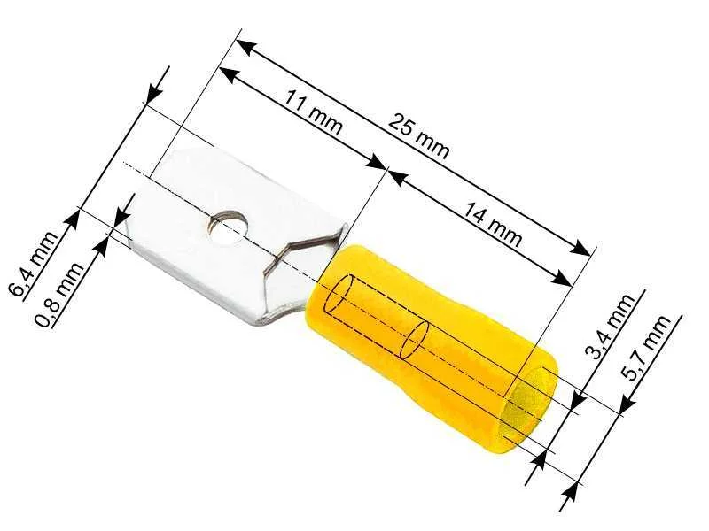 Conector plano com isolamento macho 6,3/0,8 amare.
