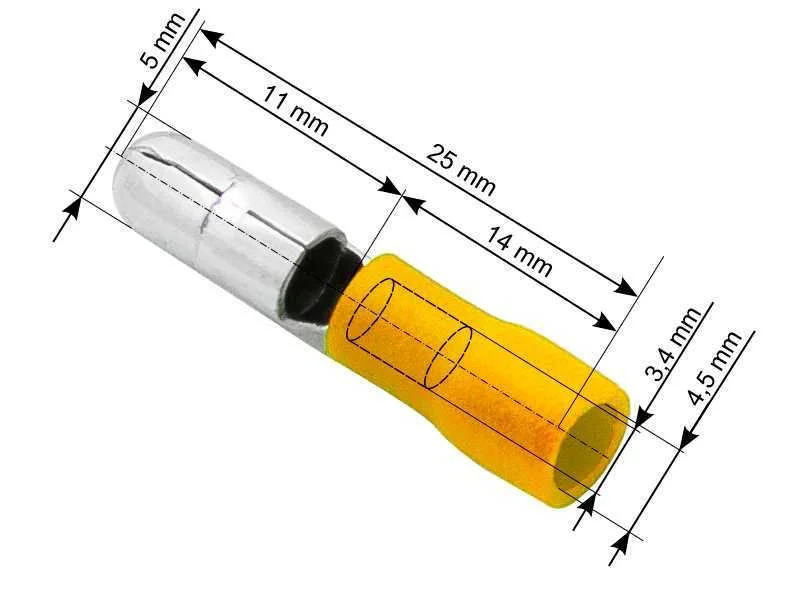 Conector Conector isolado 5.0/25mm Amarelo