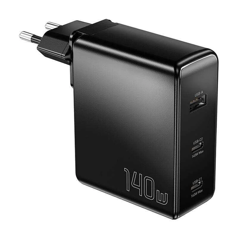 Wall Charger, Essager, Ect2ca-Mqb01-Z, 2xusb-C, Usb-A, 140w (Black)