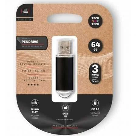 Pendrive 64gb Tech One Tech Basic Usb 2.0/ Preto