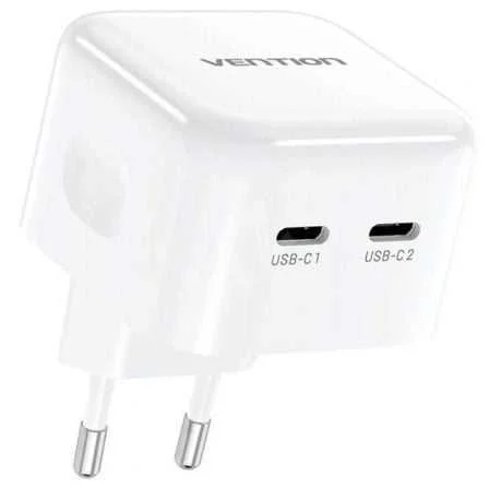 Cargador Gan de Pared Vention Fbpw0-Eu/ 2xusb Tip.