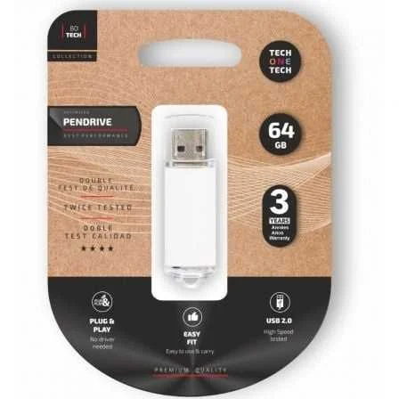 Pendrive 64gb Tech One Tech Basic Usb 2.0/ Blanco