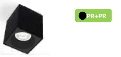 Aplique de Teto Gu10 Quadrado Preto + Preto