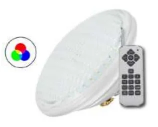 Lâmpada LED Piscina Par56 18w RGB Vidro C/ Comando