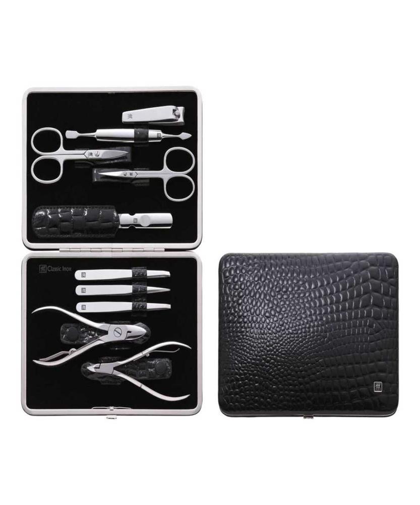 Zwilling Classic Inox Manicure Set  Leather Case  10 Pieces - Black