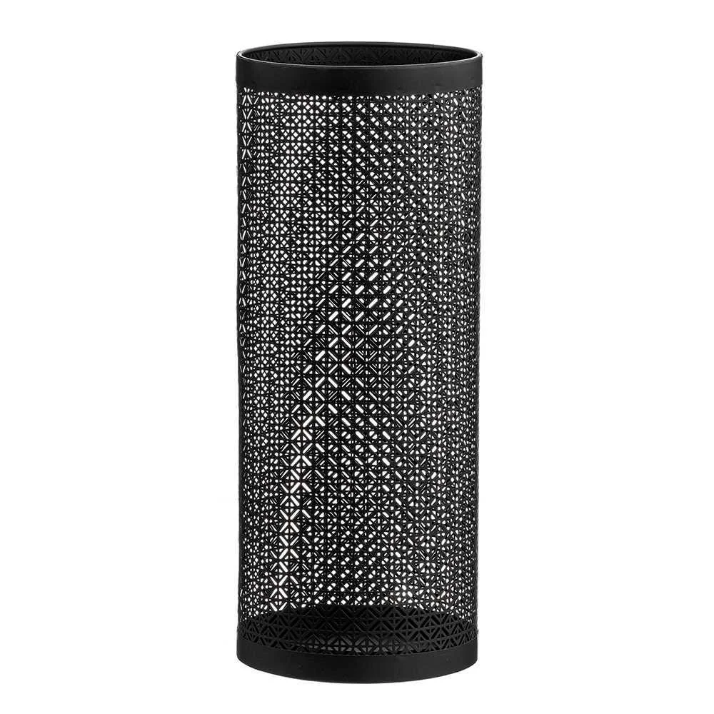 Chapéu-de-chuva de metal redondo filigree preto 2.
