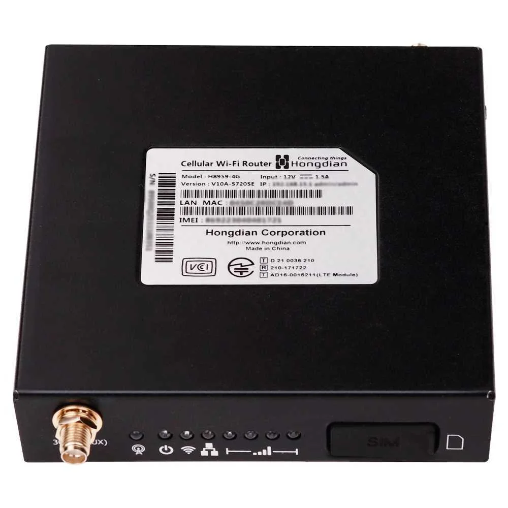 Hongdian - Router Industrial 4g - 2 Portas Ethernet Rj45 10/100 - Ranhura para Cartão Sim 4g/3g - In