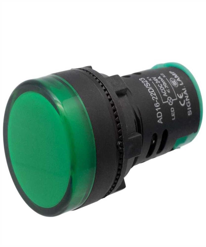 Piloto LED Industrial de 22mm, 220v Verde