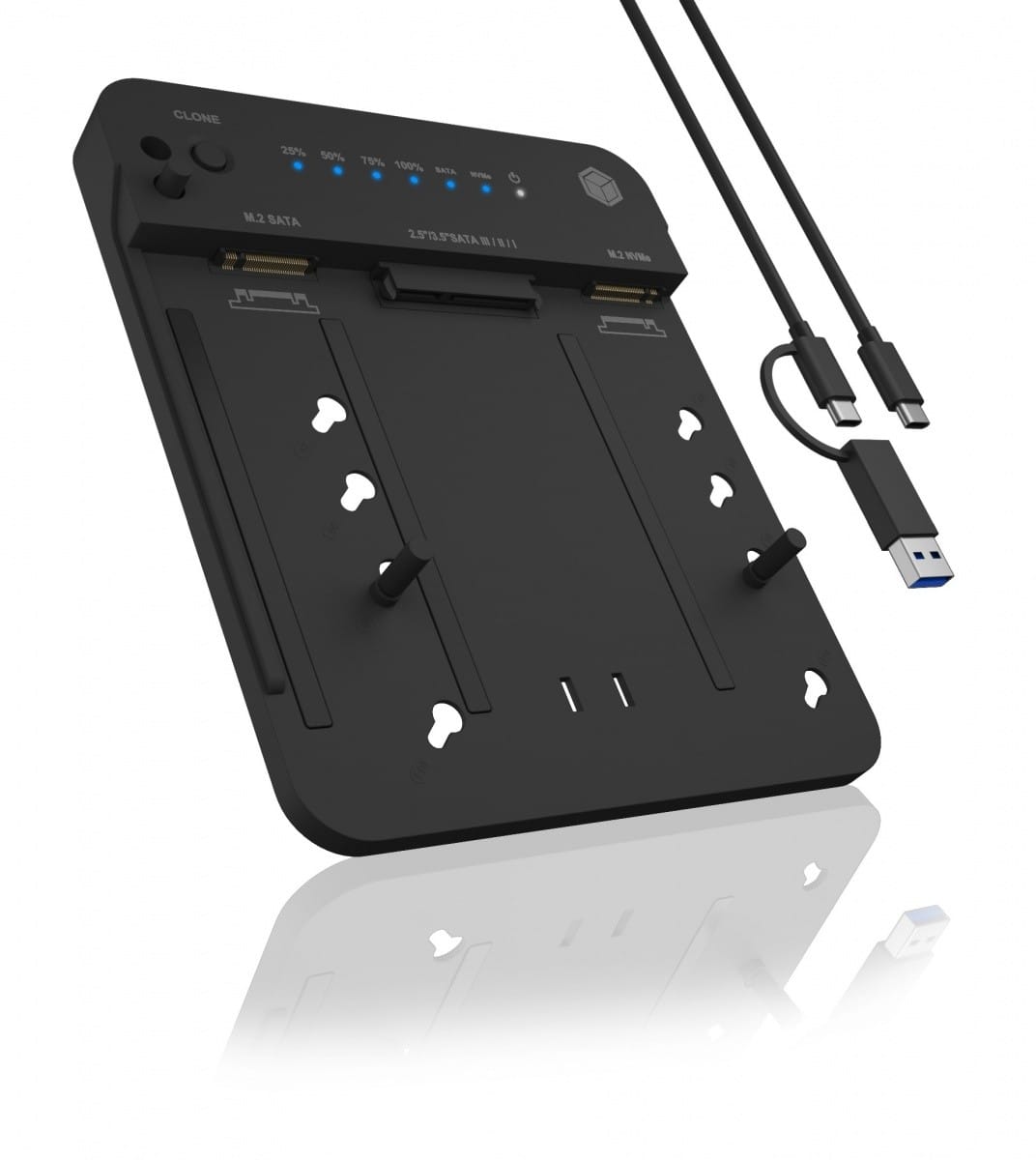 Docking- & Klonstation Icybox 2,5"& 3,5 "M.2 Sata Nvme Usb3.2 Retail